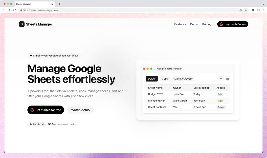 Sheets Manager